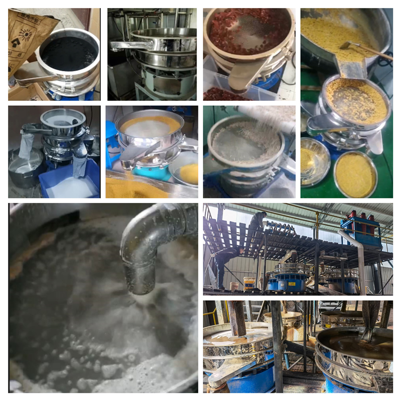 圓形振動(dòng)篩適用行業(yè)：食品，陶瓷，醫(yī)藥，冶金，化工等行業(yè)。