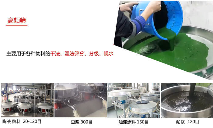 用于各種物料的干法，濕法，分級，脫水等功能